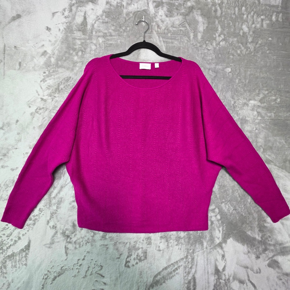 Cyrus purple Textured Knit Batwing Sweater Women Large